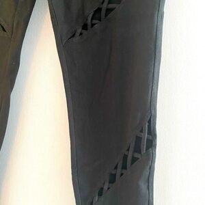 Marc New York performance designer leggings with open lattice front of legs L
C